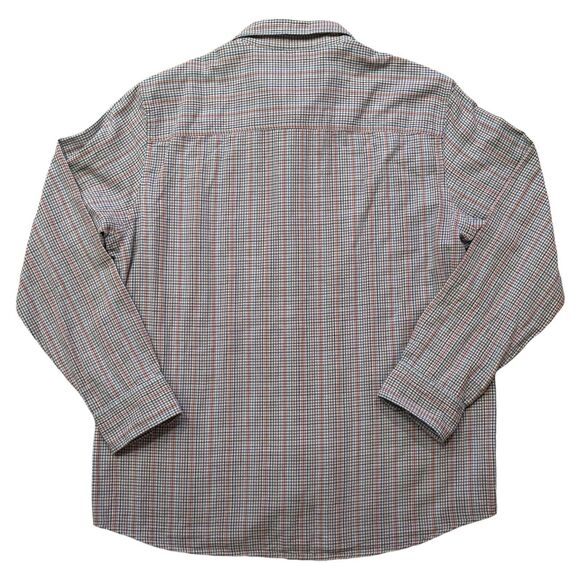 Johnston & Murphy Double Layered Cotton Button Down Blue Brown Plaid XL - Picture 3 of 8